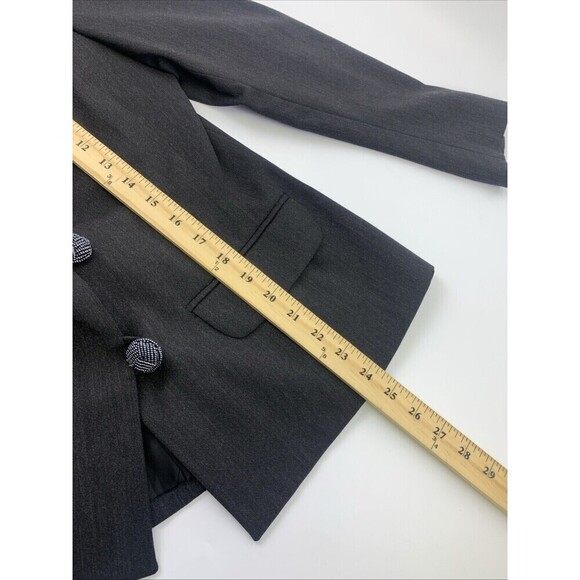BOGO Carla Carini Wool Blazer Gray Beaded Buttons Collared Made Italy Womens 38 - Picture 10 of 14
